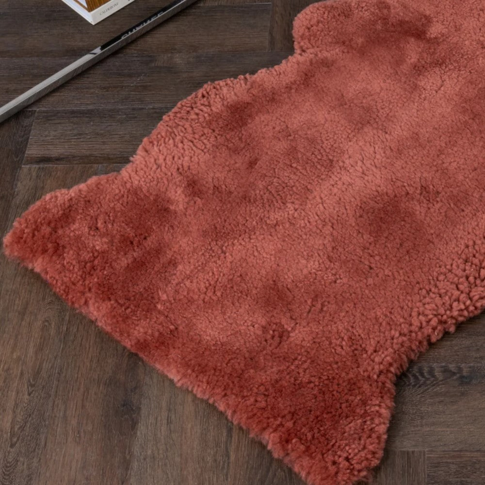 Coral Short Pile Sheepskin Rug